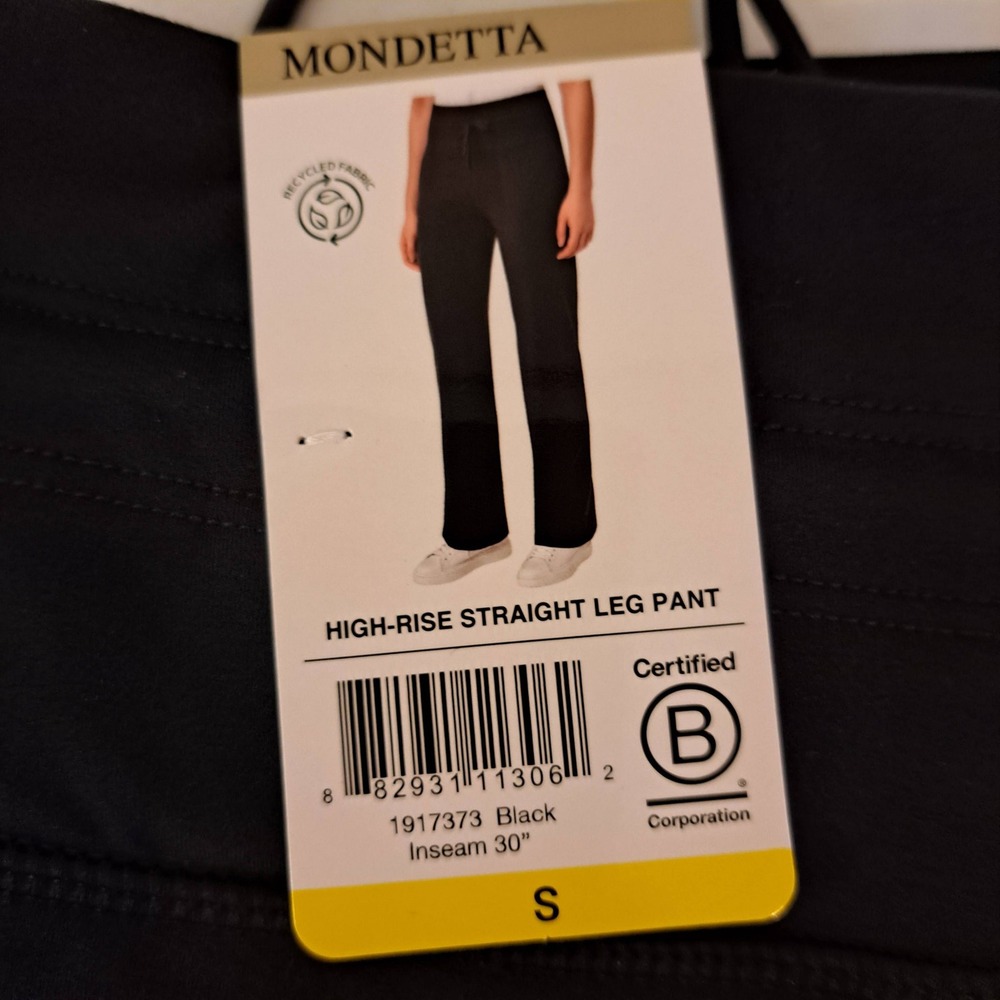 Mondetta Straight Leg Pant Womens Small Black NWT High Rise Recycled 796-223 - Picture 3 of 4